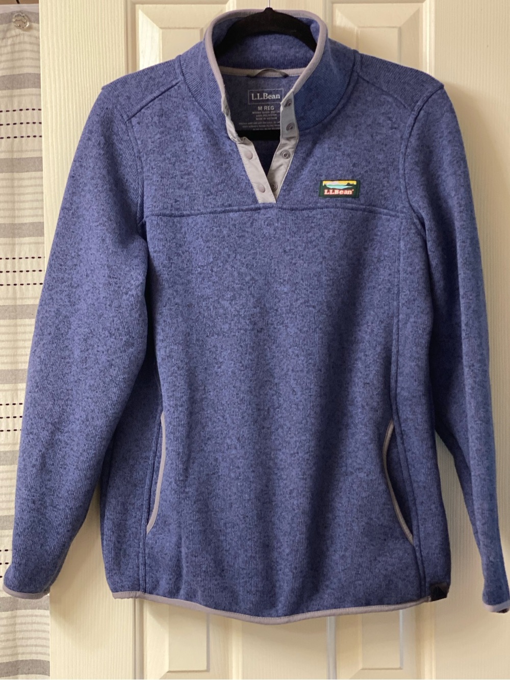 L.L. Bean Women's Heathered Periwinkle Blue Quarter-Snap Pulloverr Size Medium
